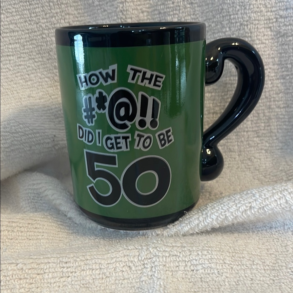 Novelty Green and Black Ceramic Coffee Mug EUC